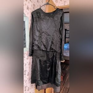 Antique Victorian Mourning Dress & Slip